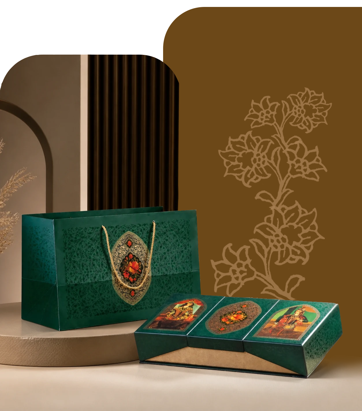 جعبه هاردباکس صادراتی لوکس مدل سهگاه سناپک با طراحی سنتی و نقوش ایرانی